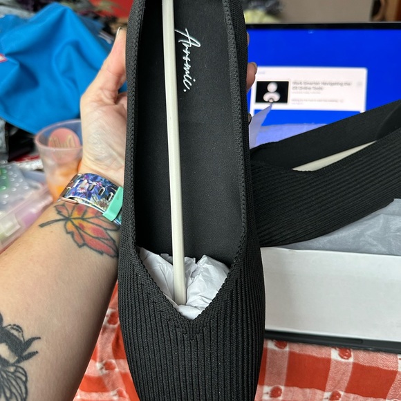 Arromic Black Flats Shoes for Women, Square Toe Ballet Flats Shoes 11 Wide - Picture 3 of 9